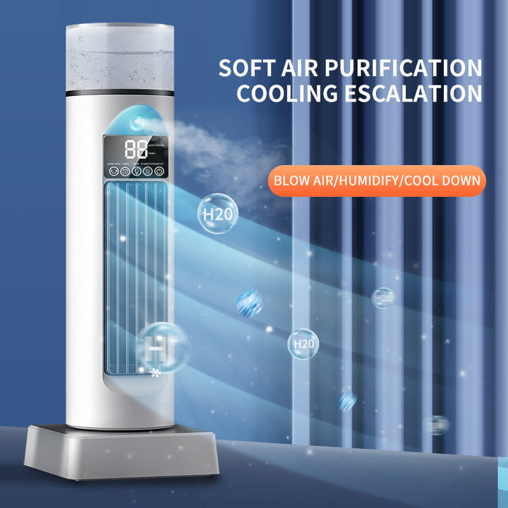 Cooling oscillating tower humidifying fan with LED display and remote Stornfield