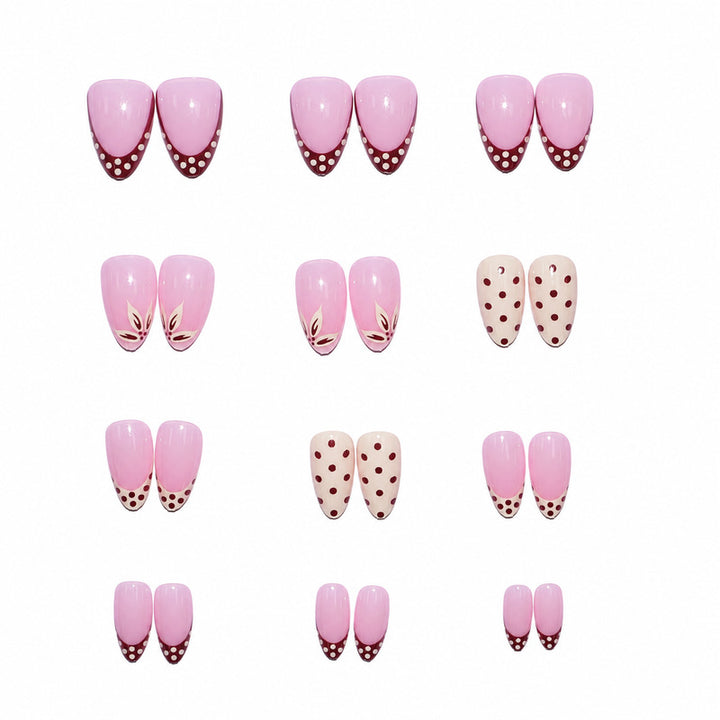 Elegant artificial nails with floral and dotted design Stornfield