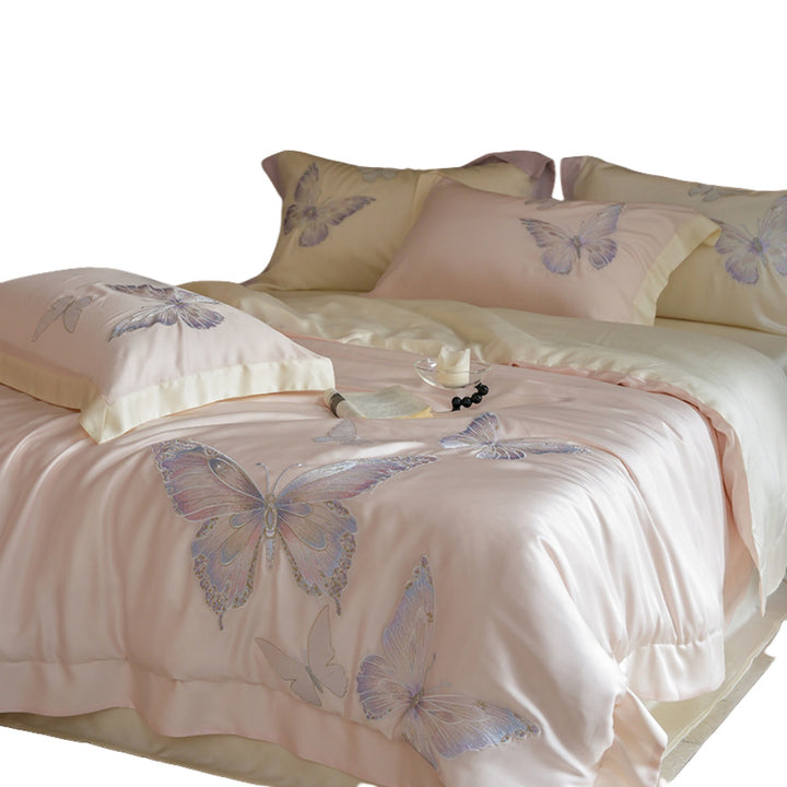 Embroidered Satin Duvet Cover Set