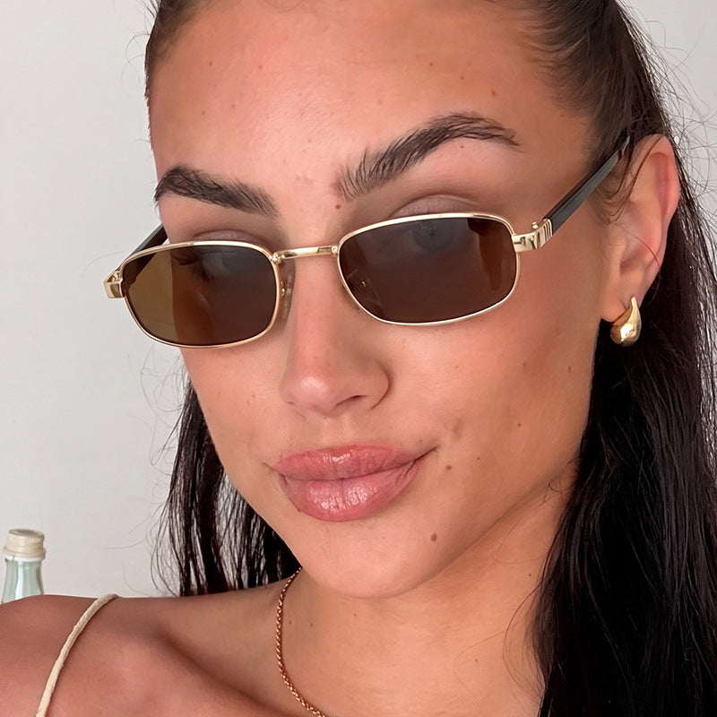 Women's elegant rectangular sunglasses with fine metal frame Stornfield