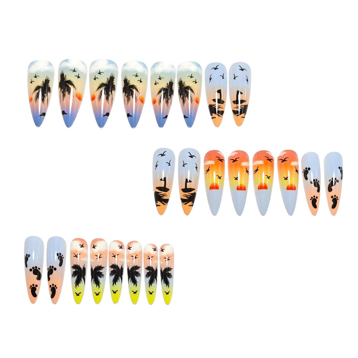 Artificial nails with tropical sunset design Stornfield