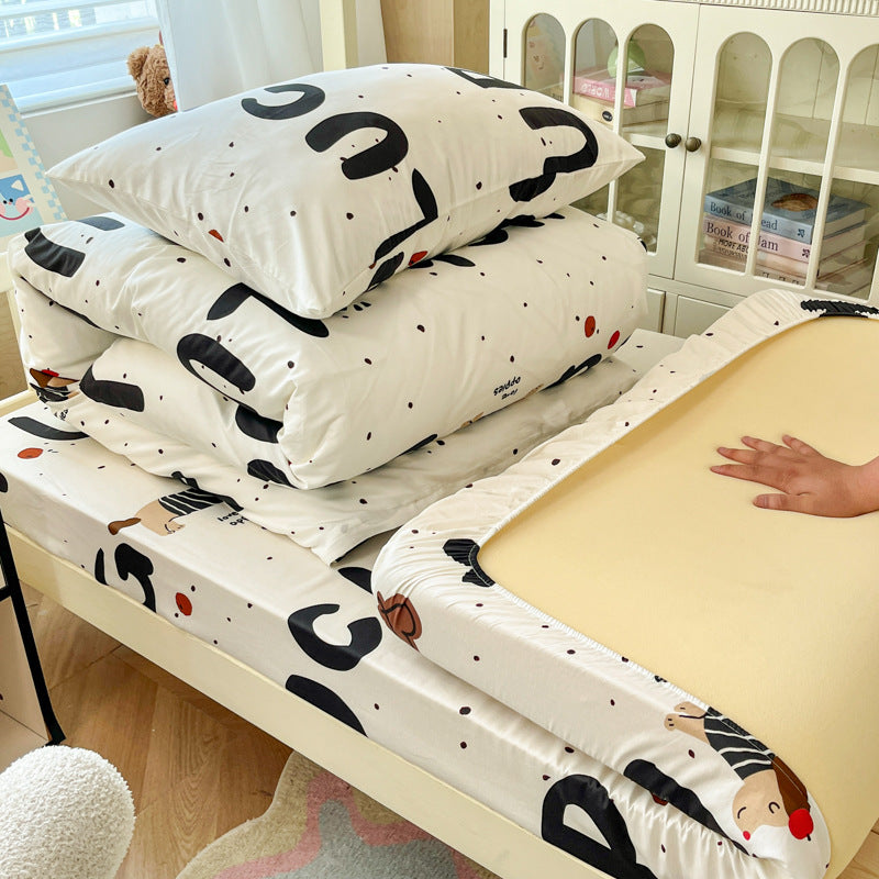 Floral Cotton Sateen Bedding Set with Quilted Duvet Pillow and Memory Foam Topper