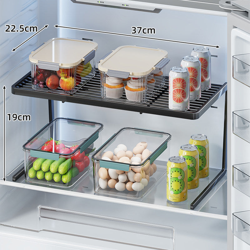 Two-Tier Adjustable Refrigerator Shelf Riser and Fridge Organizer