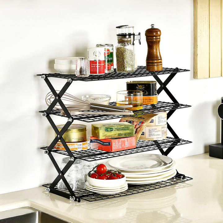 Foldable Kitchen Rack Made of Sturdy Metal Grid Stornfield