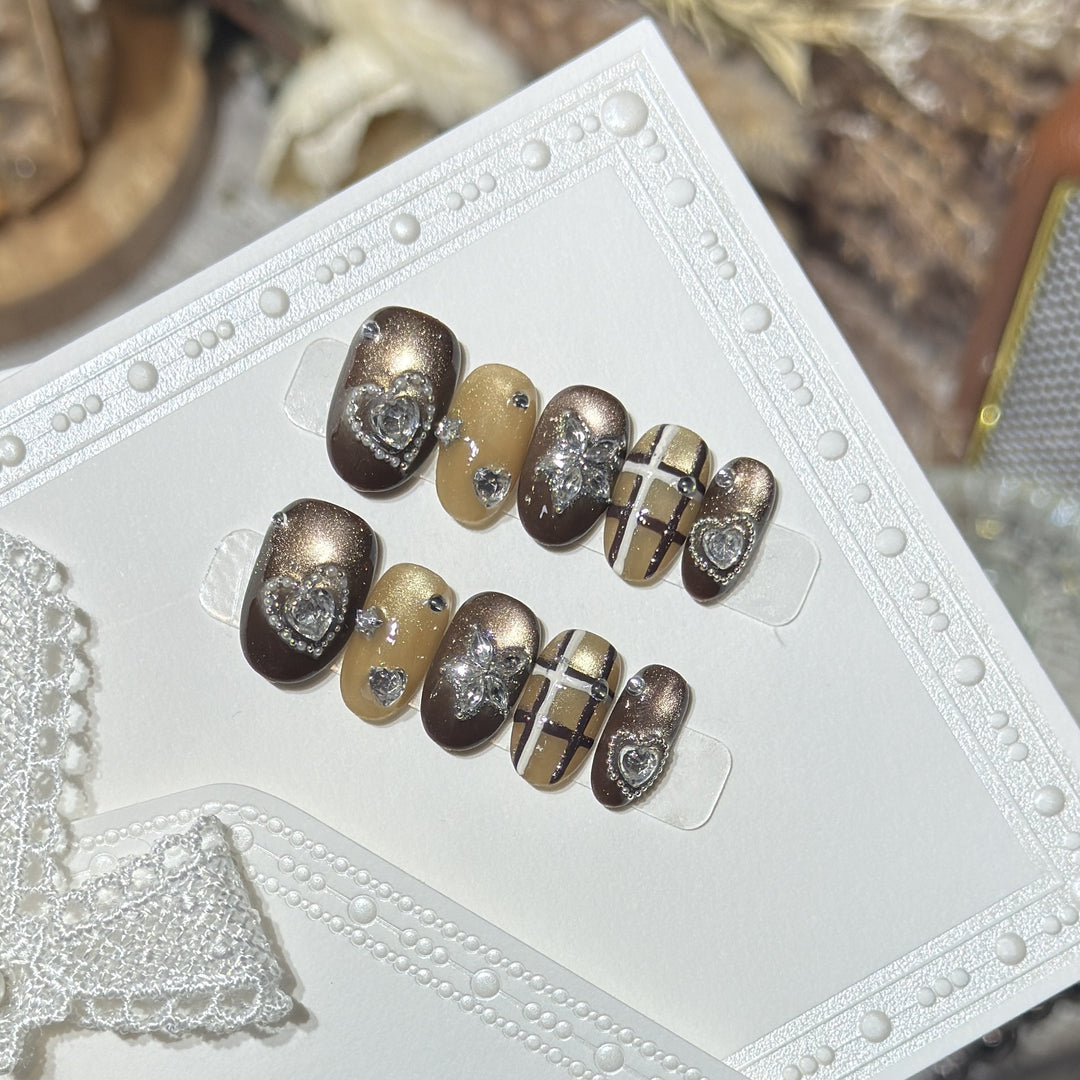 Artistic Stiletto Press-On Nail Set with Luxury Decorative Accents Stornfield