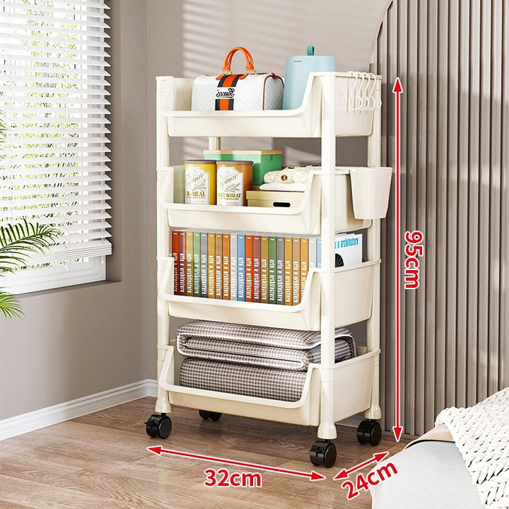 Compact Two-Tier Rolling Storage Cart with Removable Bins and Swivel Casters