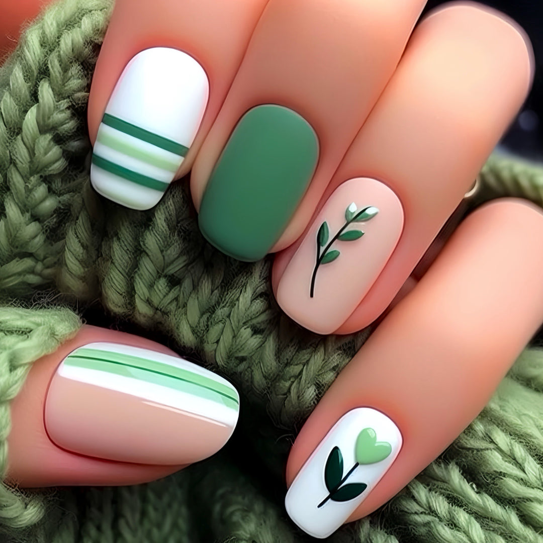 Botanical-Themed Press-On Nail Art Stornfield