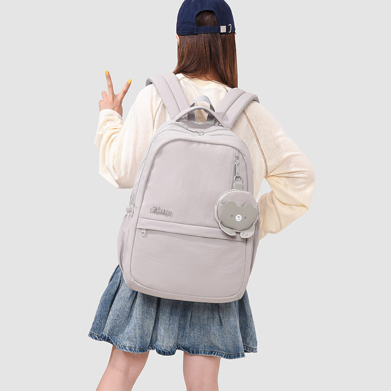 Versatile Daily Backpack with Cute Plush Keychain Stornfield