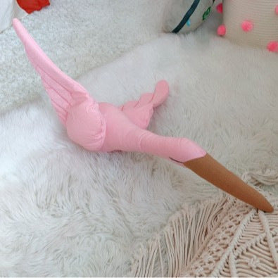 Handcrafted Long‑Neck Long‑Leg Flamingo Plush Decorative Pillow