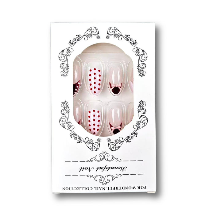 Artistic Floral and Polka Dot Press-On Nail Set