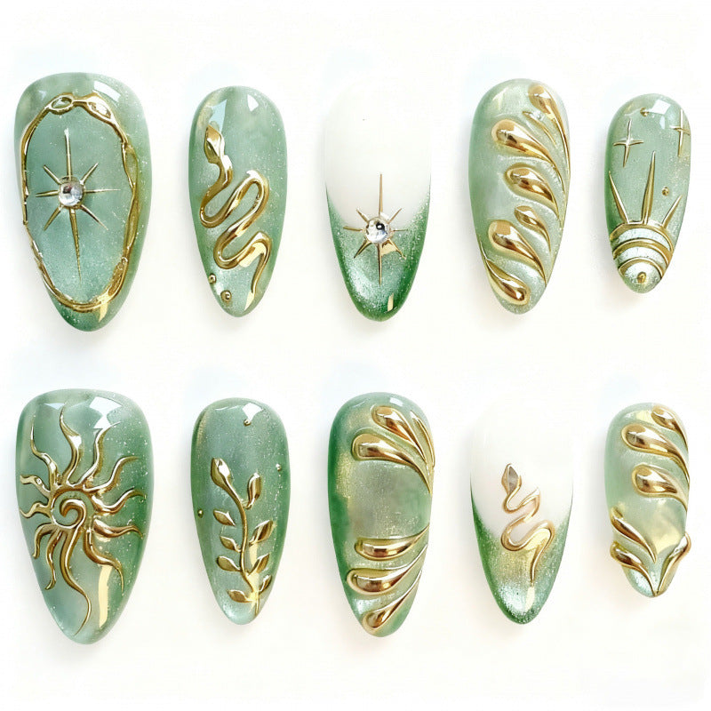 Artistic Gemstone Press-On Nails