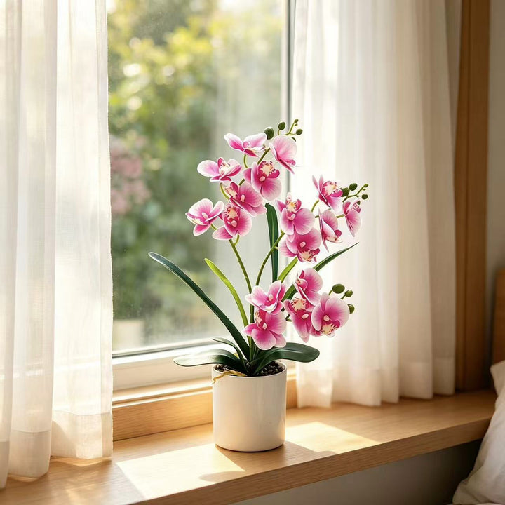 Lifelike Artificial Orchid Plant Arrangement for Decorative Decor