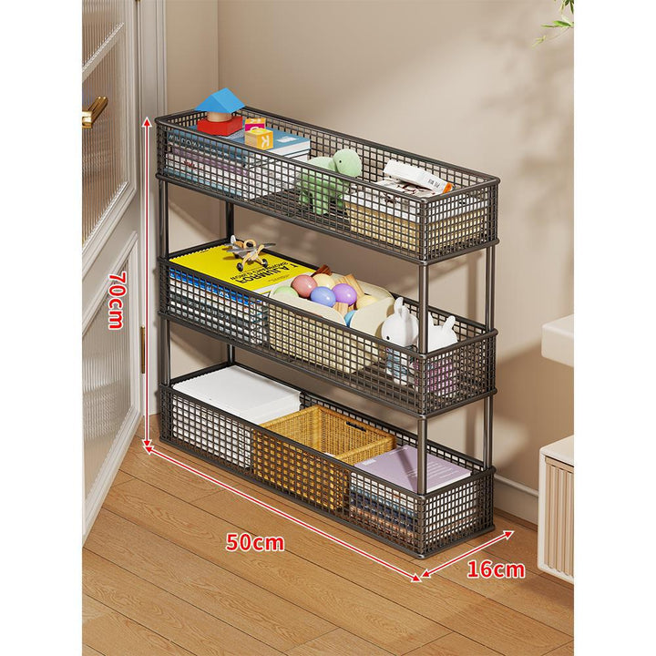 Slim Vertical Mesh Basket Organizer Rack for Narrow Spaces