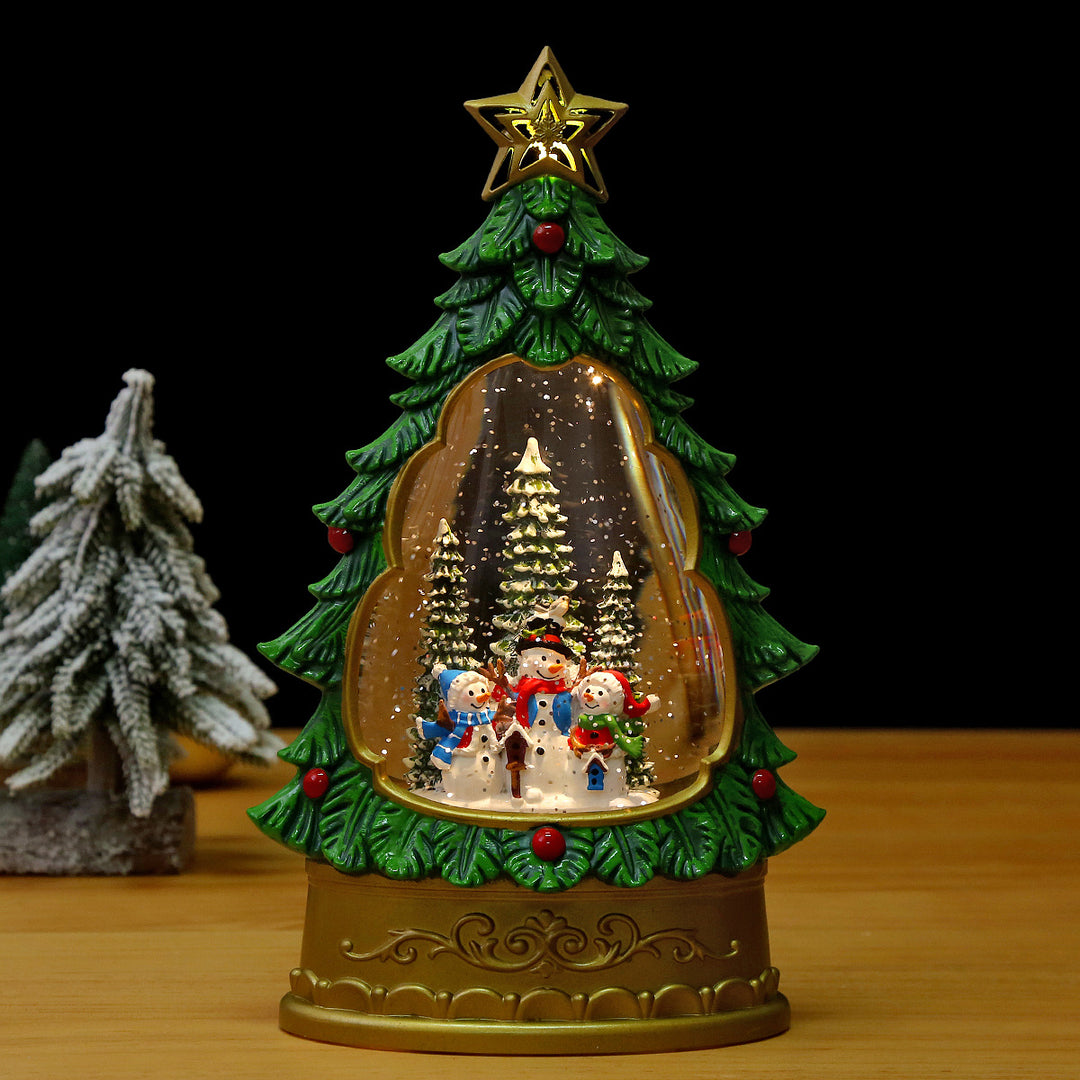 Illuminated Christmas lantern with snow and Christmas motif Stornfield
