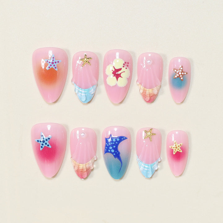 Artistic Ocean-Inspired Press-On Nail Art Stornfield