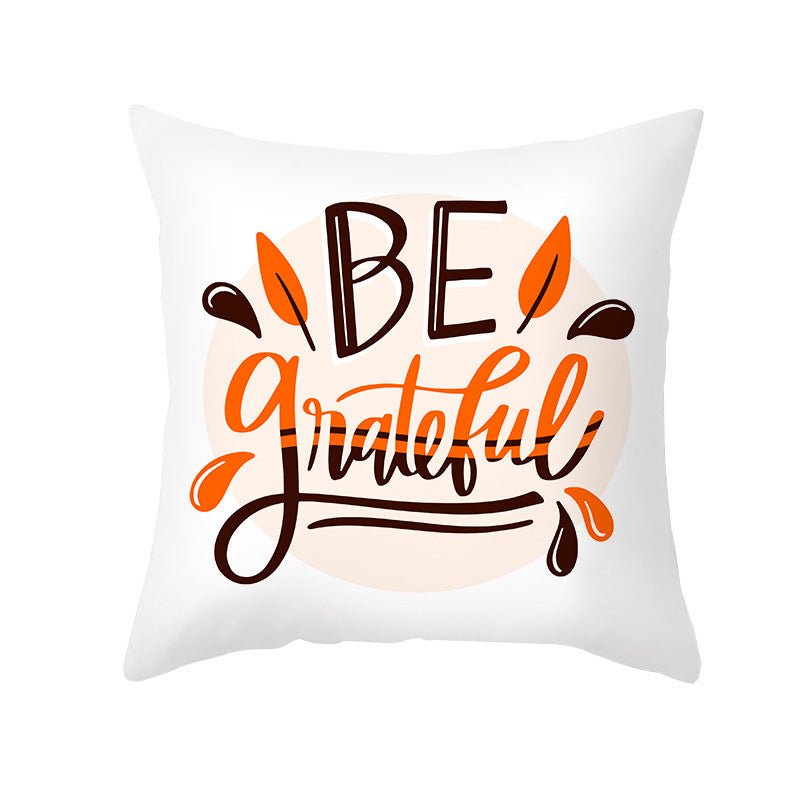 Square Removable Linen-Blend Thanksgiving Pumpkin Watercolor Throw Pillow Cover
