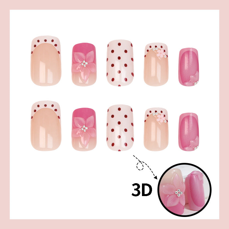 Artificial nail set with playful flower and dot motif Stornfield