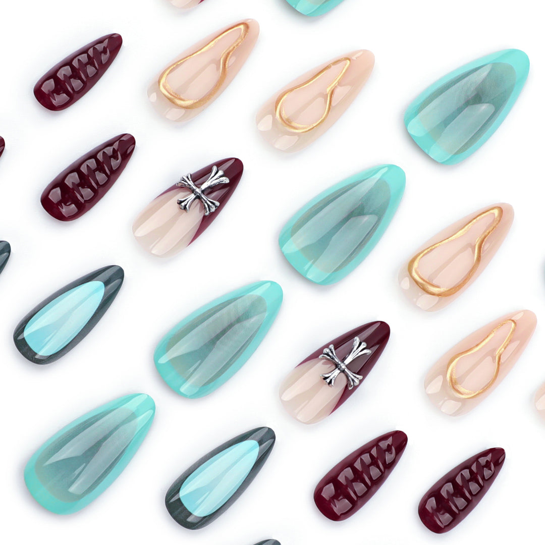 Artful acrylic nails with 3D design and glitter accents Stornfield