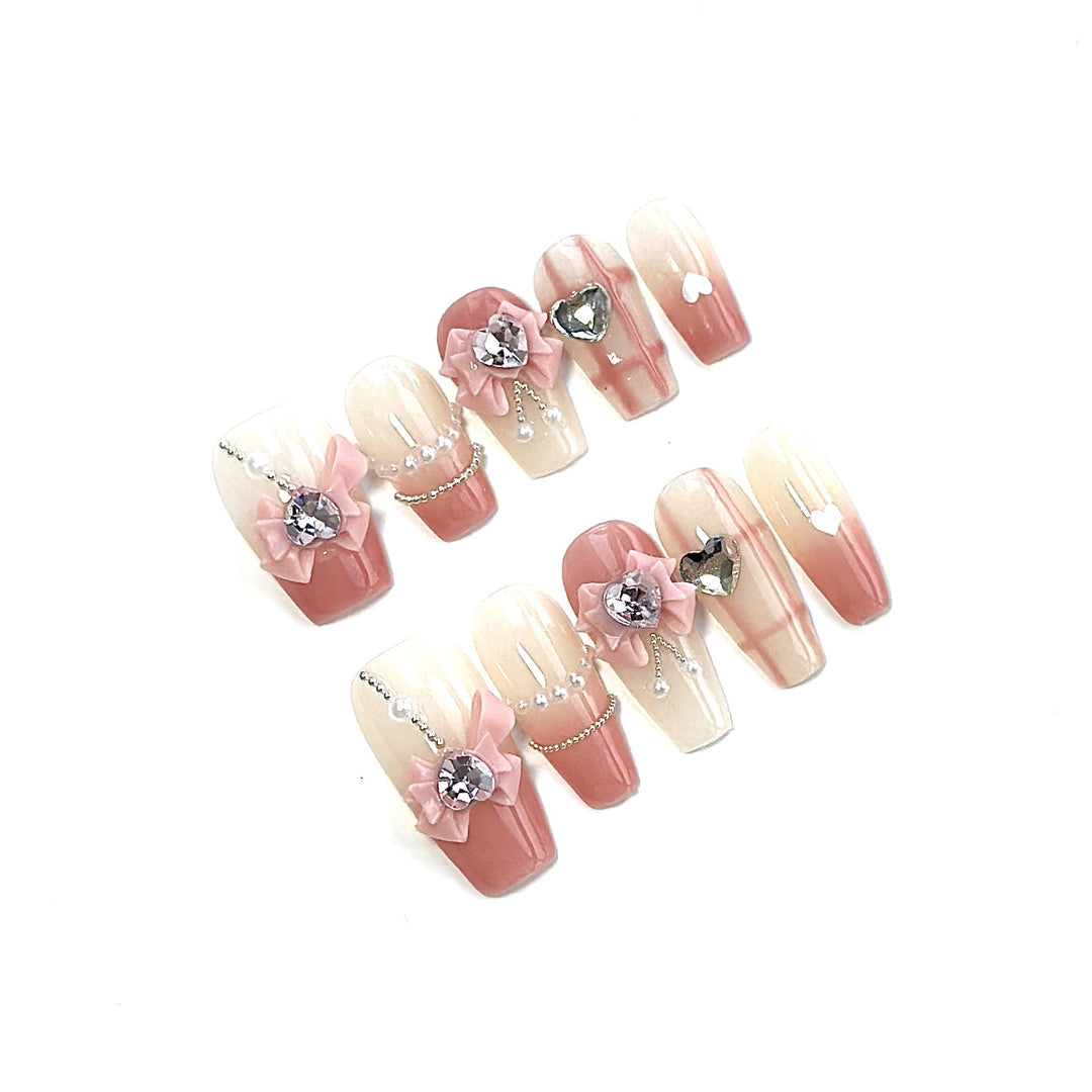 Artistic Floral-Embellished Press-On Nails