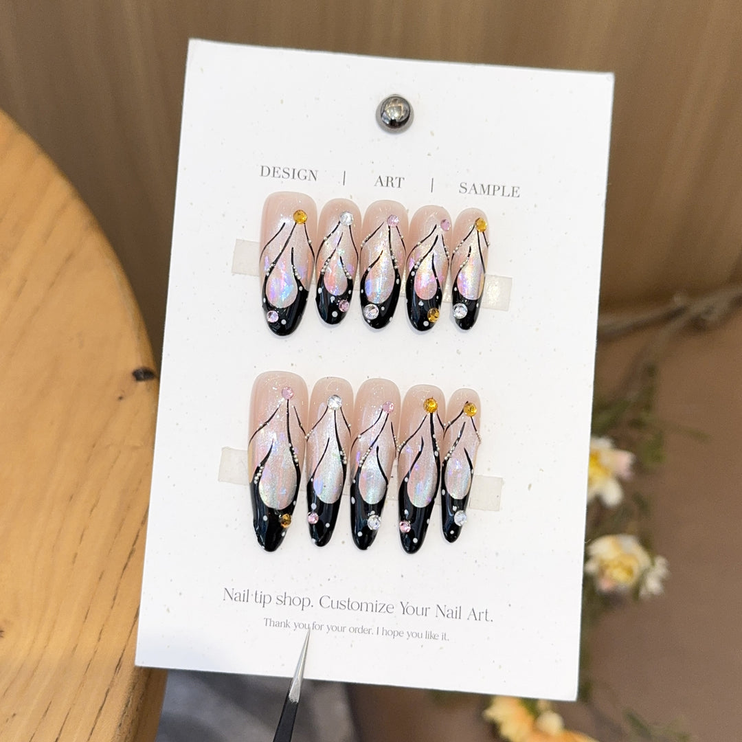 Artificial nails with artistic holographic accents Stornfield