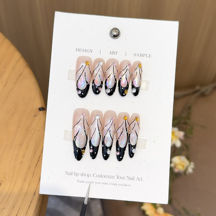 Artificial nails with artistic holographic accents Stornfield