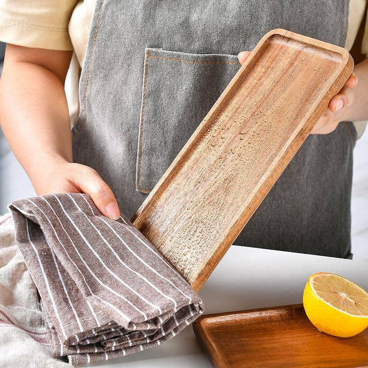 Elegant wooden serving tray with raised edge Stornfield