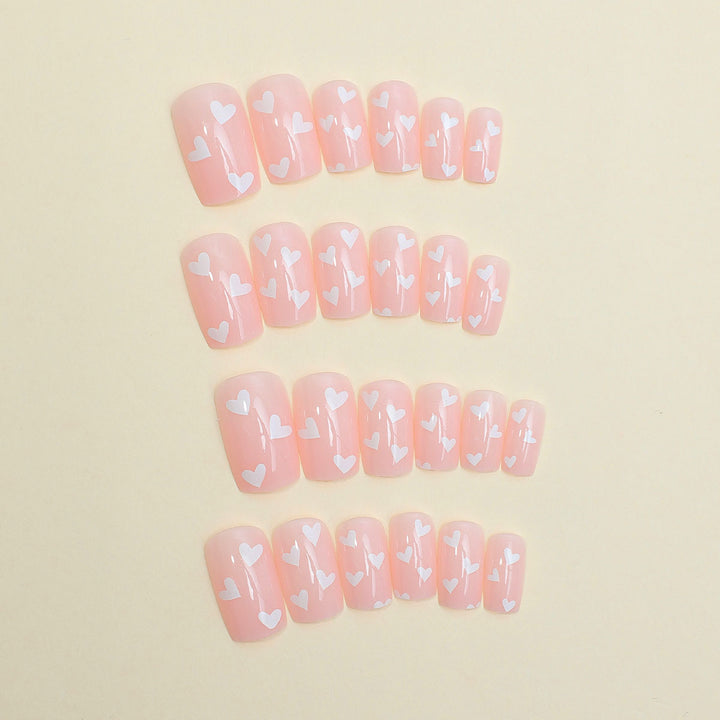 Heart-Themed Full Cover Press-On Nails Stornfield