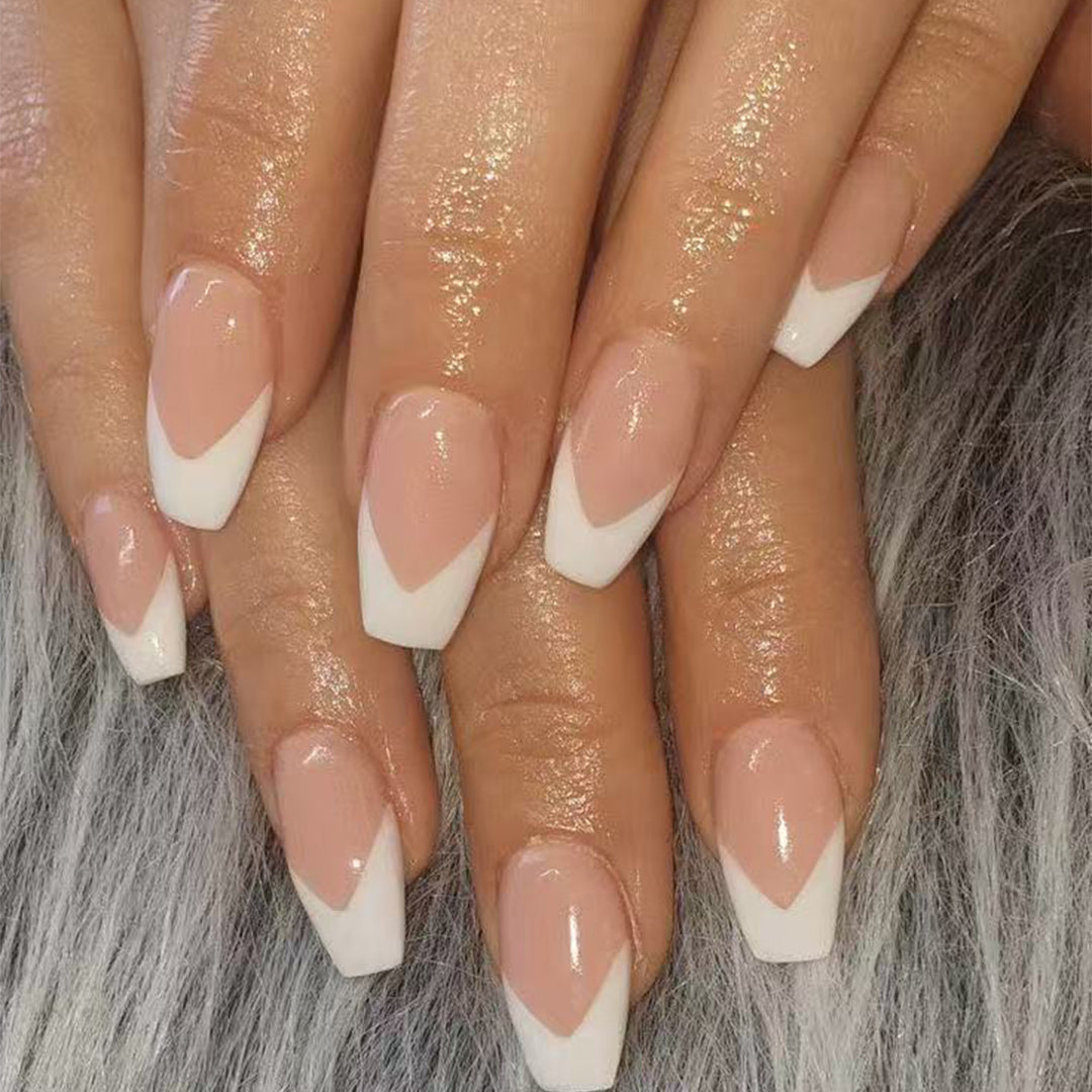 Elegant French Tip Press-On Nails Stornfield