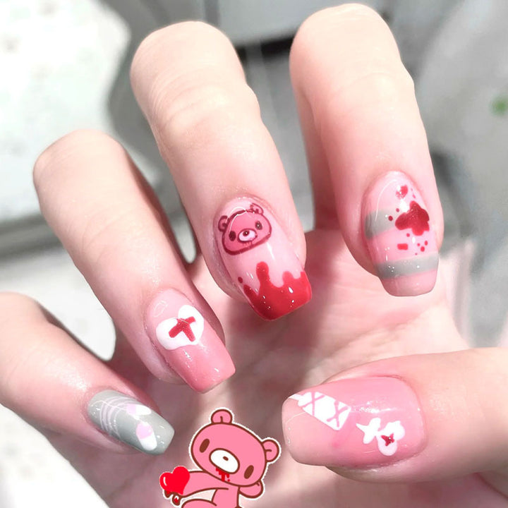 Whimsical Character-Themed Press-On Nail Art Set Stornfield