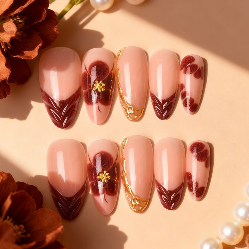 Artistic Floral Press-On Nail Set Stornfield