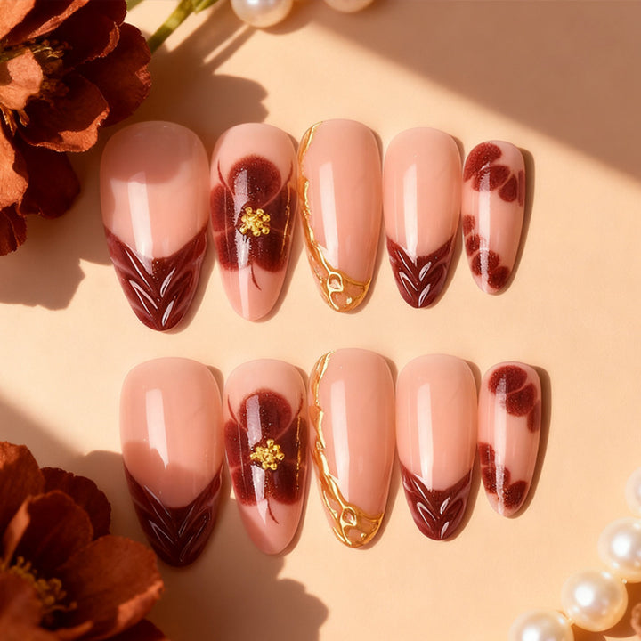 Artistic Floral Press-On Nail Set Stornfield
