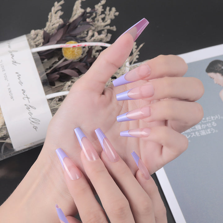 Elegant Stiletto Press-On Nail Set with Two-Tone Design Stornfield