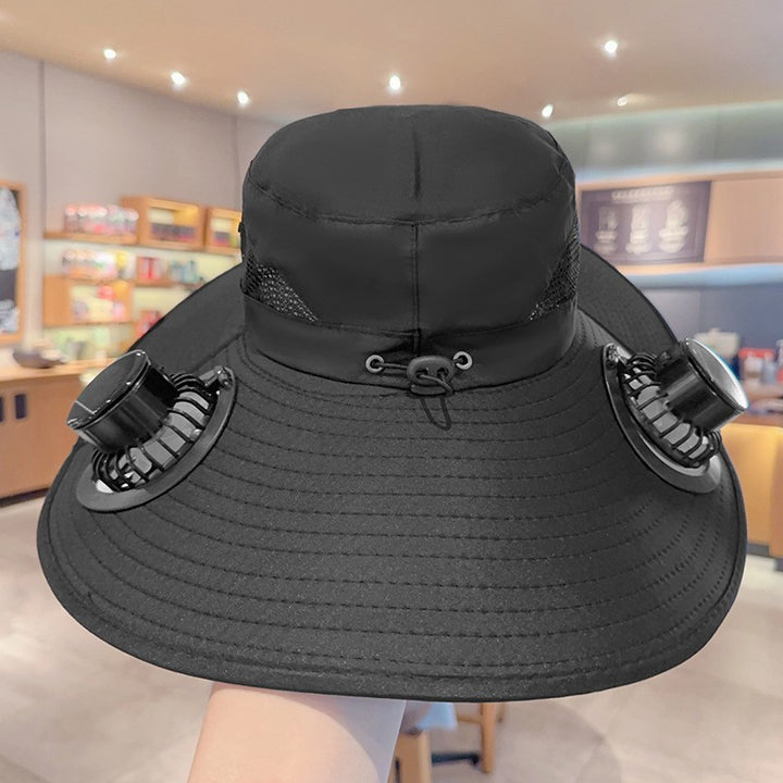 Sunscreen hat with dual USB fans, breathable mesh and adjustable chin strap Stornfield