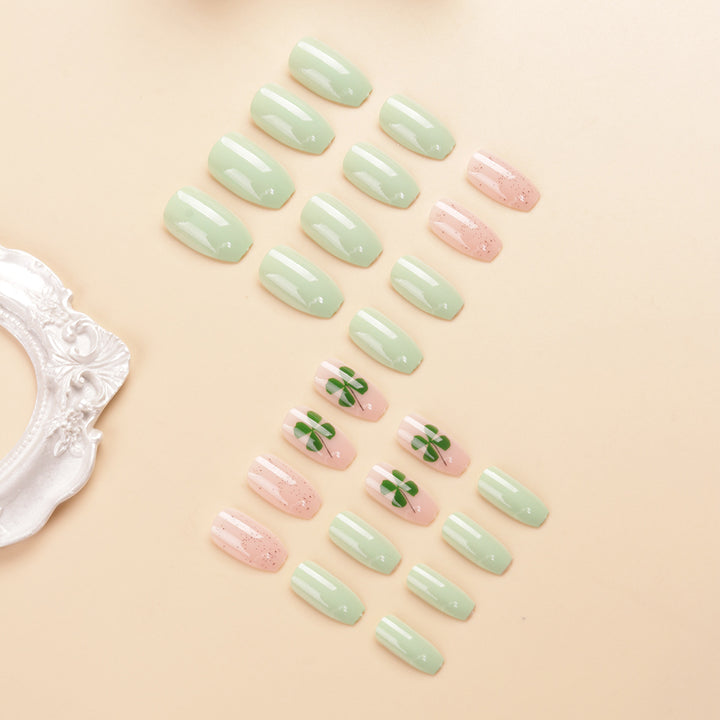 Decorative Press-On Nail Art Set with Clover Design Stornfield