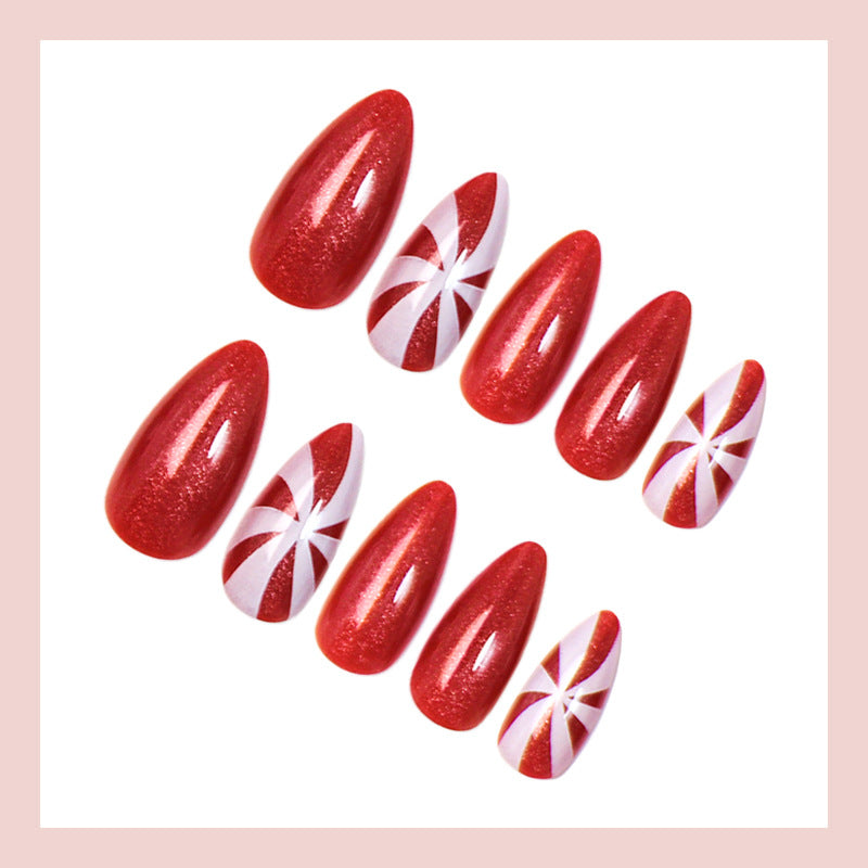 Artificial nail set with festive Christmas motifs and glitter Stornfield