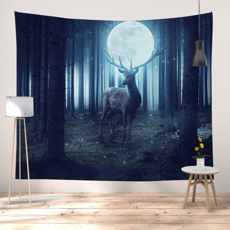 Meditation Yoga Sunset Tapestry Wall Hanging with Silhouette Print