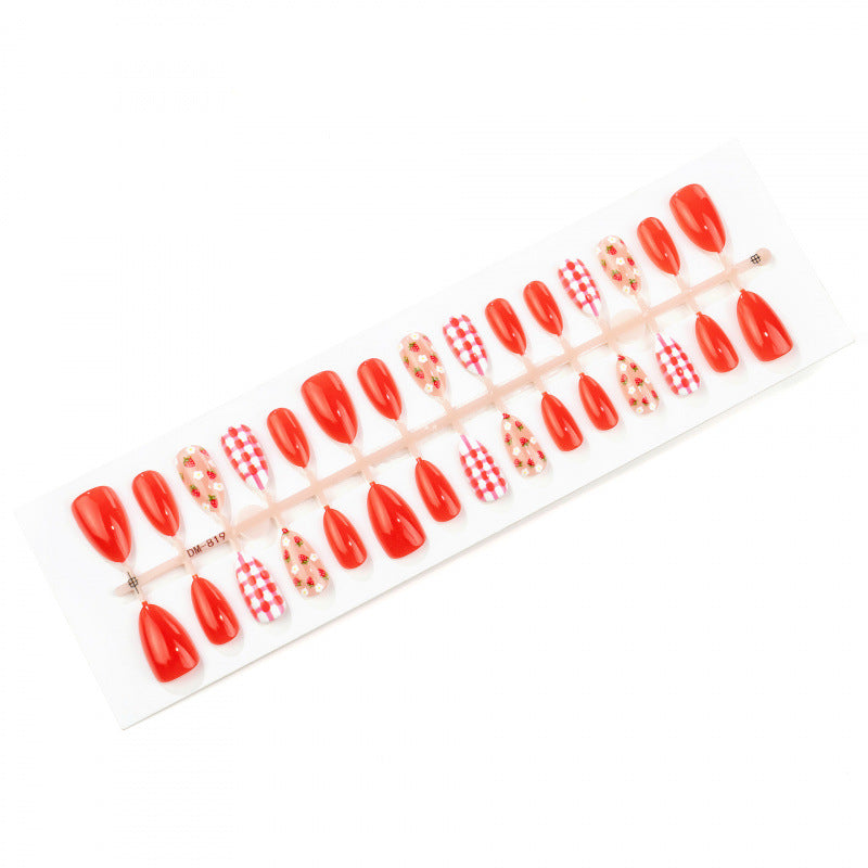 Seasonal Strawberry-Themed Press-On Nail Art Set