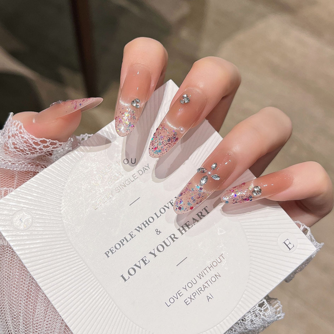 Elegant Glitter-Infused Press-On Nail Design Stornfield