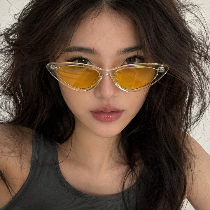 Women's Cat-Eye Sunglasses with Transparent Frame Construction and Yellow Lenses Stornfield