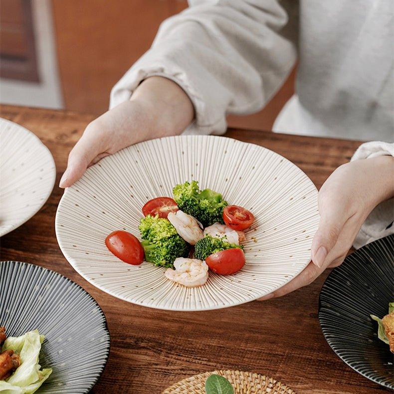 Handcrafted Japanese Mino Ware Ceramic Wrinkled Plates | Stornfield