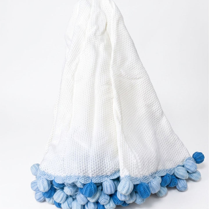 Pom-Pom Knit Throw Blanket