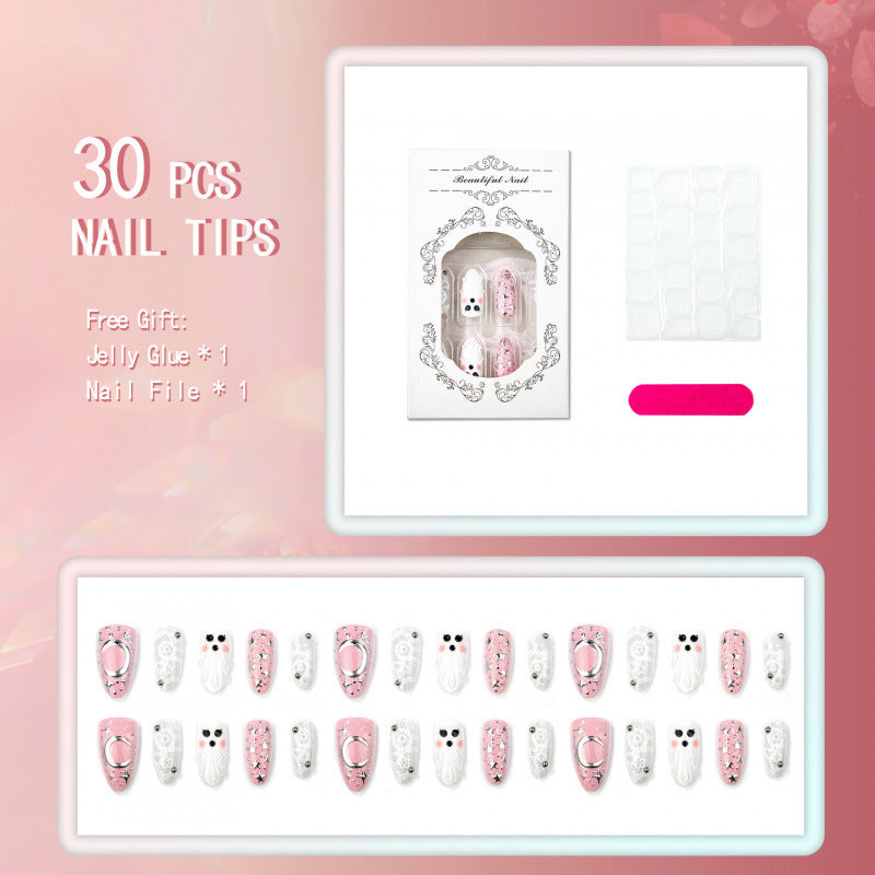 Thematic Ghost and Star Press-On Nails