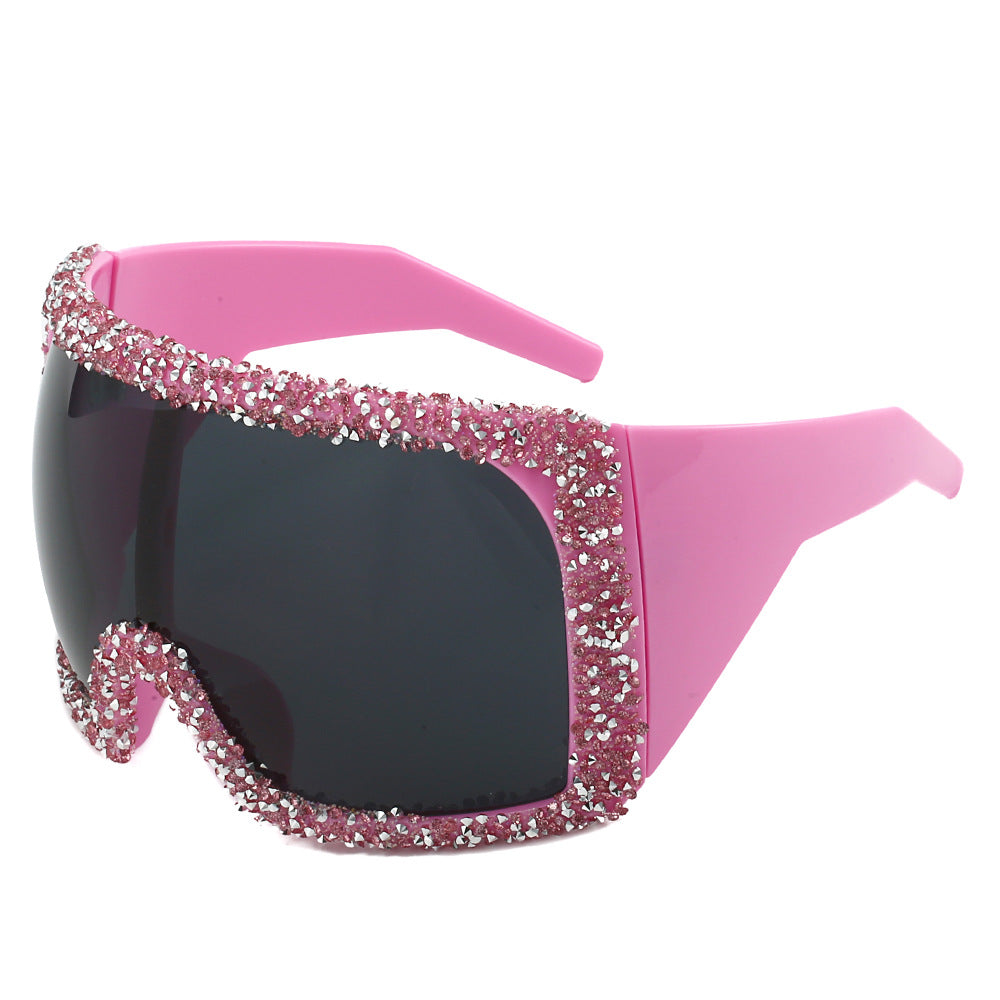 Women's Sporty Oversized Sunglasses with Rhinestone Embellishments Stornfield