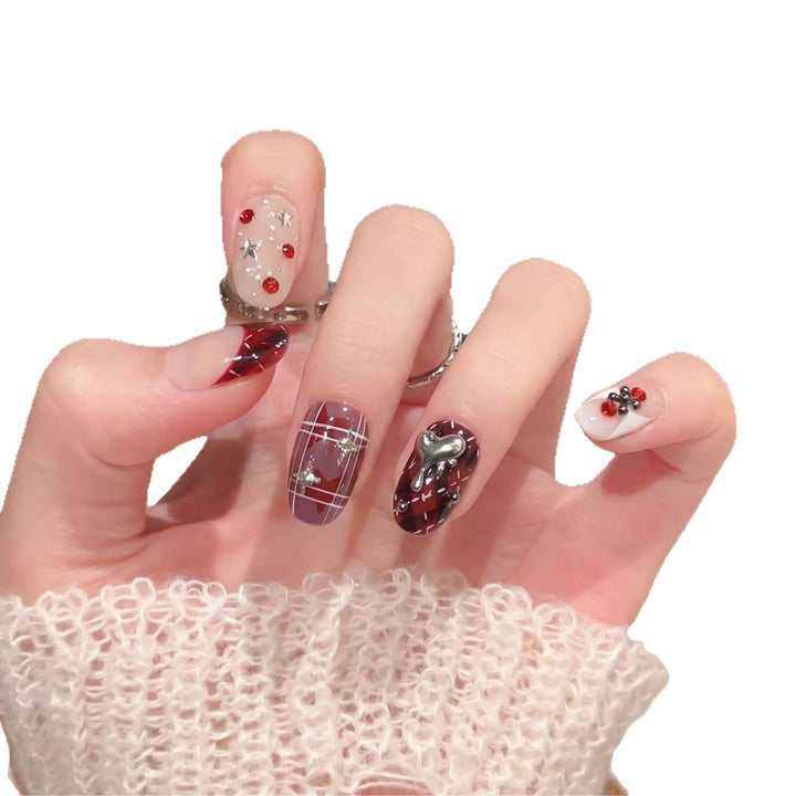 Artistic Press-On Nail Set with Charming Designs Stornfield