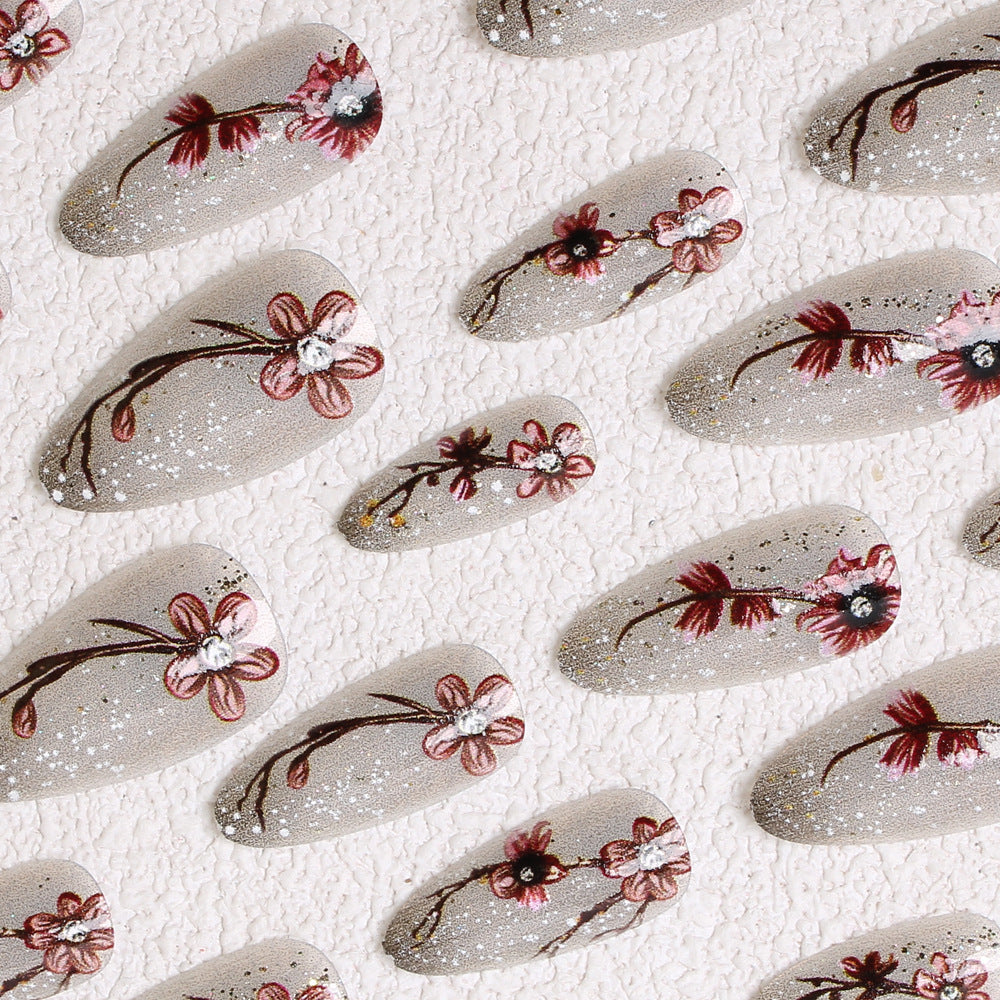 Artistic Floral Press-On Nail Set Stornfield