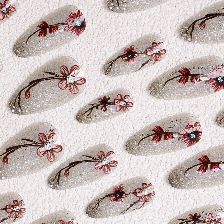 Artistic Floral Press-On Nail Set Stornfield