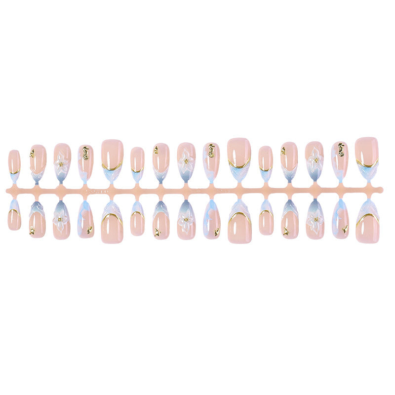 Decorative Press-On Nail Art Set with Elegant Floral Design Stornfield