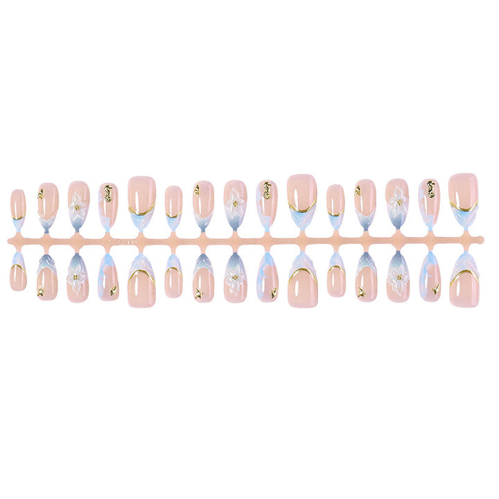 Decorative Press-On Nail Art Set with Elegant Floral Design Stornfield
