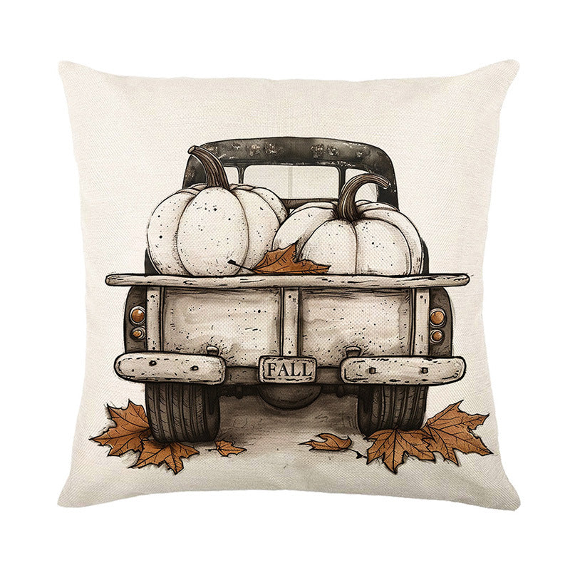 Decorative Square Throw Pillow Cover with Script 'Hello Pumpkin' Farmhouse Print