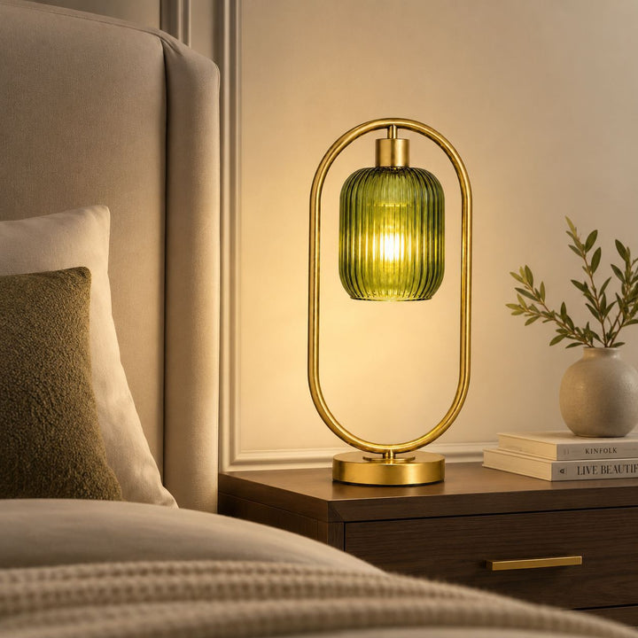 Modern Glass Ribbed Table Lamp